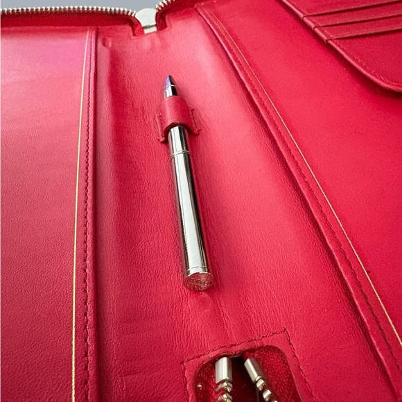 Coach Embossed Red Leather Zip Planner/Wallet/Organizer Clutch & Coach Pen - Picture 3 of 12